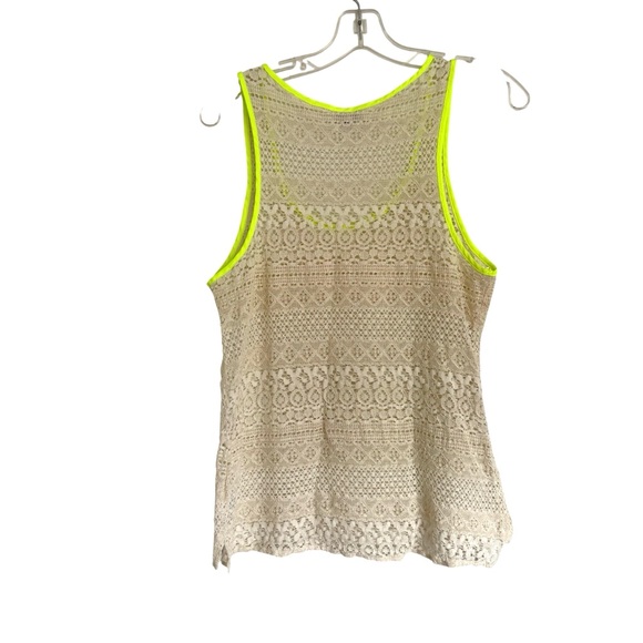 Express‎ Cream and Neon Lace Boho Tank Small - Picture 2 of 6